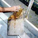 Wet rot damage of a bearing support end - all hidden in the wall socket.