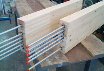 Timber Resin Splice timber beam repair ends ready for despatch